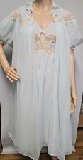 Vintage Godfried Original Blue CHIFFON LACE Peignoir SET Size Small /PS