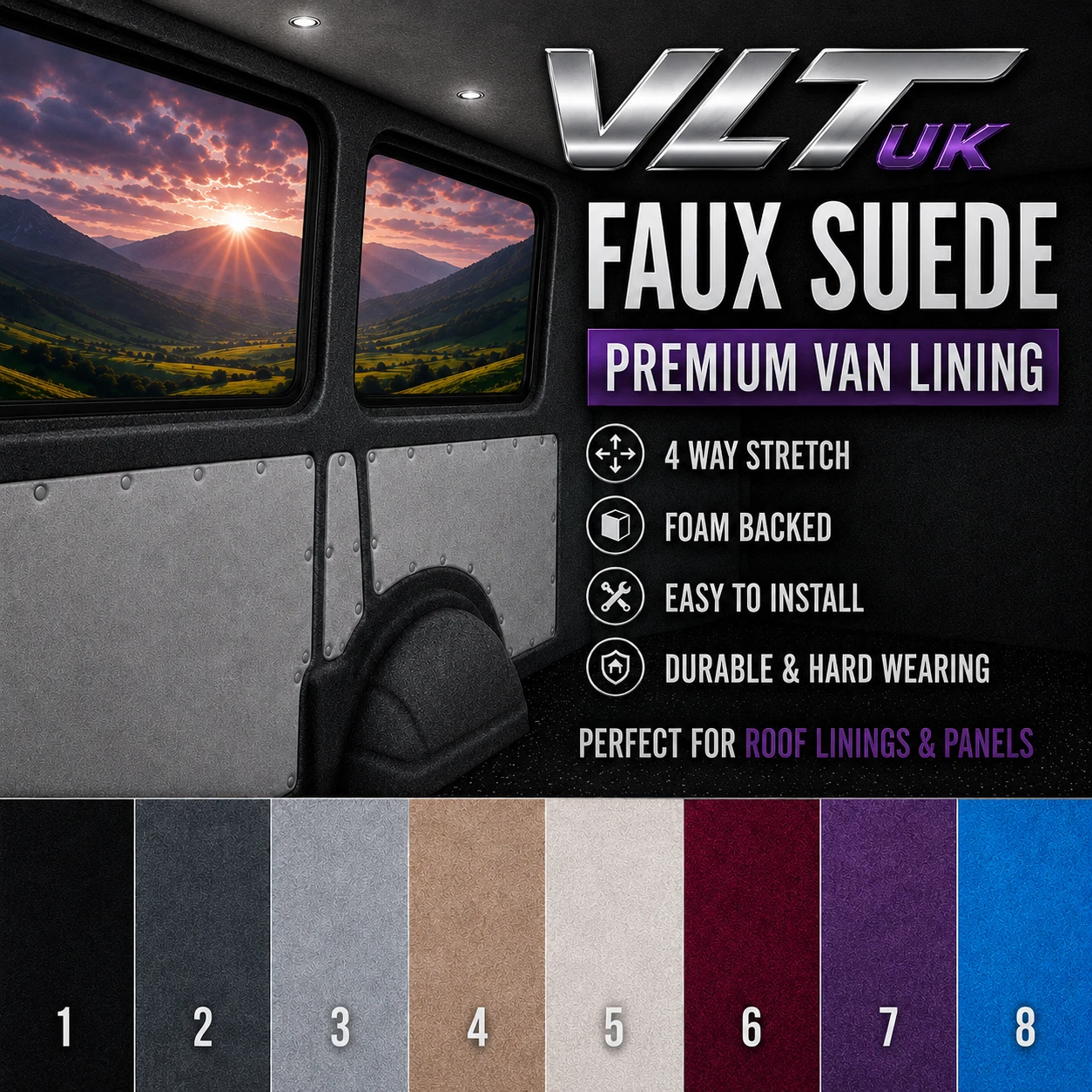 Stretch Suede Foam Carpet Car Camper Van VW T5 T6 Trim Headlining Home Upholstery