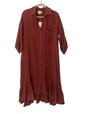 Entro Dress Maxi Gauze Tiered 3/4 Sleeve 100% Cotton Cottage Boho Lagenlook NWT