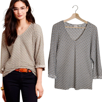 Anthropologie Postmark Avana Textured Wavy Geometric Top Size Small