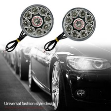 2x White 12V 9 LED DRL Round Daytime Running Light Car Bike Fog Day Driving Lamp