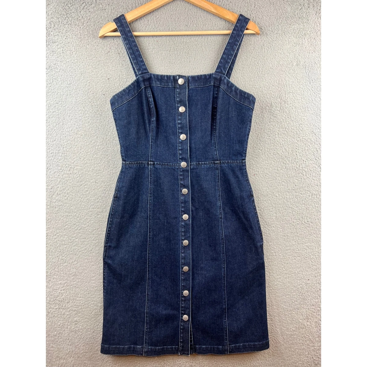 Denim Knee Length Casual Dresses Overall Dress for sale | eBay