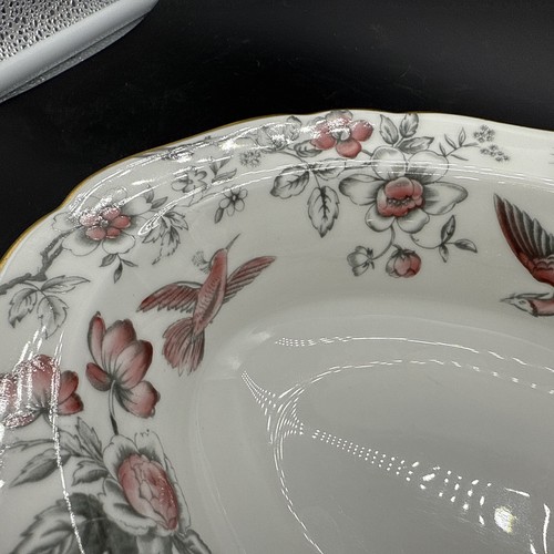 Royal Worcester Lakme Pink and Gray bowl hand painted serving dish England VTG - Picture 4 of 16