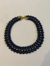 Vintage Napier PAT 4774763 Navy Tone Link Choker Necklace 18” x 1”w EUC