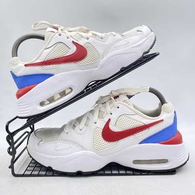 Nike Air Max Fusion Weiß Blau Rot Turnschuhe Größe UK 5,5 Damen Leder Gym Run