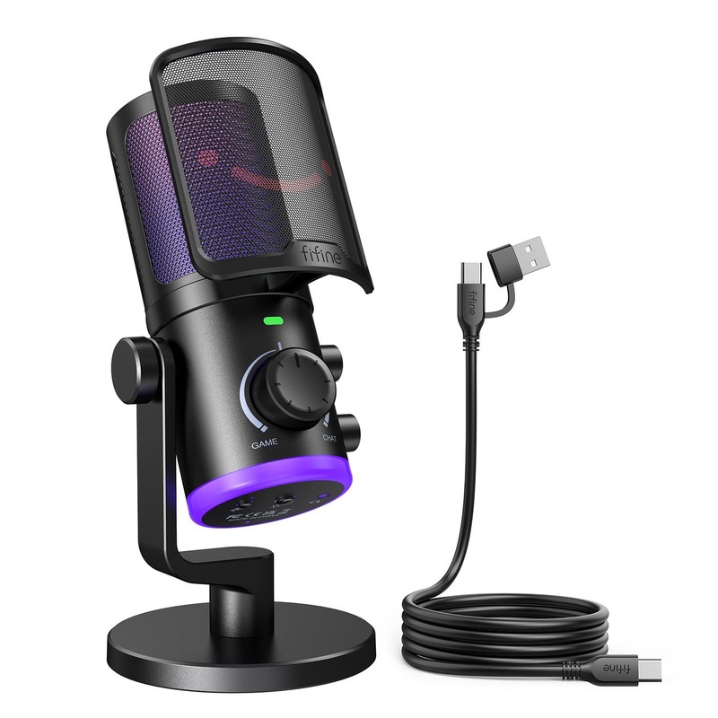 FIFINE USB Condenser Microphone for Gaming/Chat Streaming, PC Gaming Microphone,