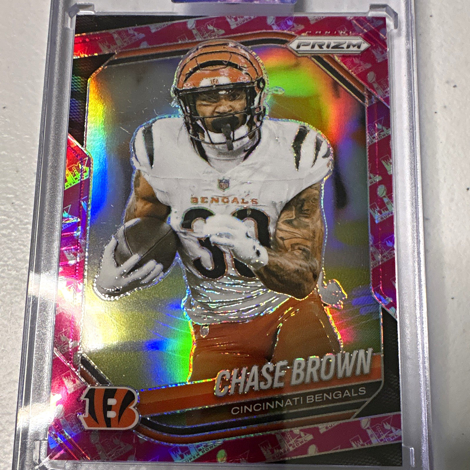 Panini Prizm 2025 Chase Brown #130 Super Bowl LX Prizm /60 Bengals