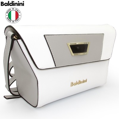 $375 Baldinini Made in Italy luxury white & grey leather crossbody Clutch bag