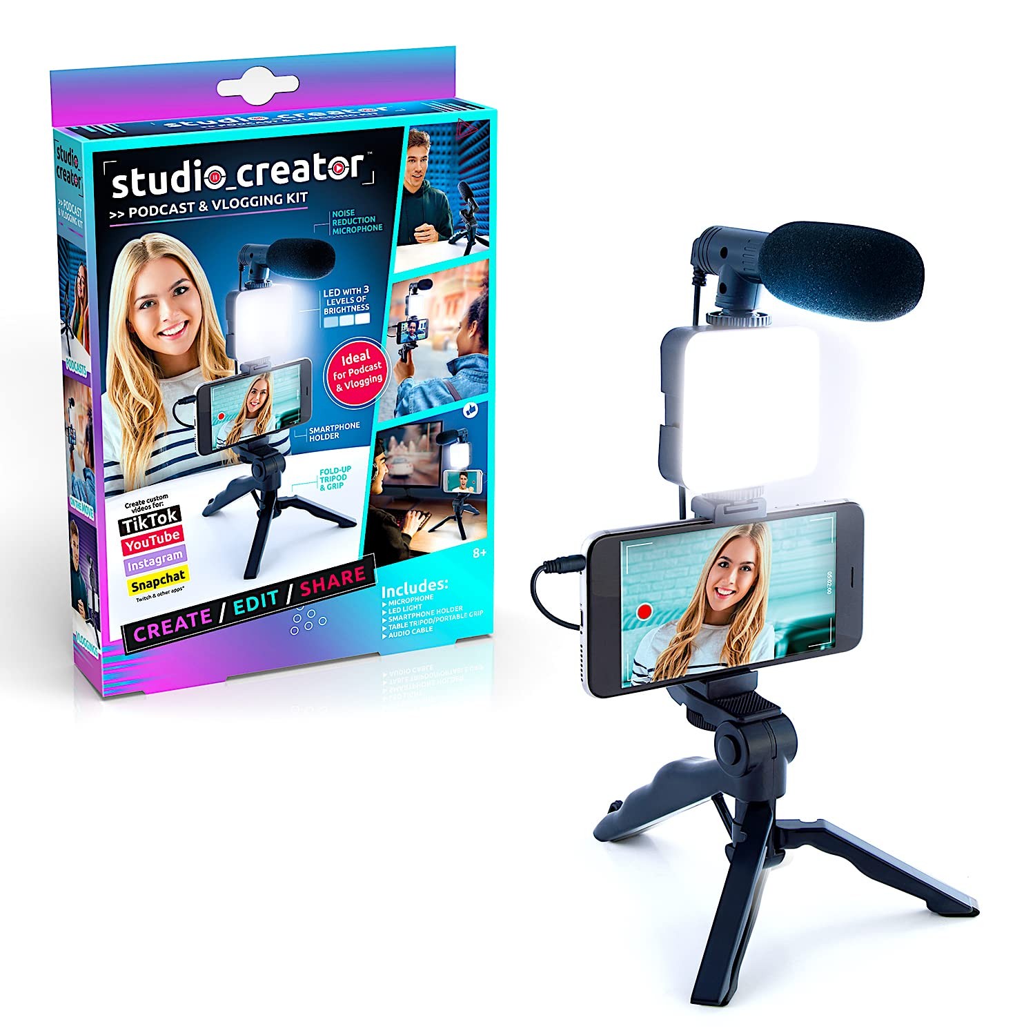 Studio Creator Podcast and Vlogging Kit, Phone 17,5 x 3,9 x 22,5 cm, White