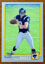 2001 Topps #328 Drew Brees Rookie Card (READ) San Diego Chargers NFL Legend. rookie card picture