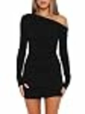 Mokoru Womens Off Shoulder Bodycon Mini Dress Ruched Cocktail Party Dress Small