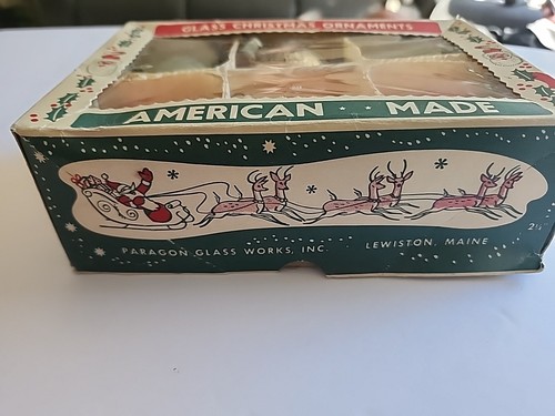 Vintage 6 Pack Paragon Glass Works American Made Glass Christmas Ornaments - Picture 2 of 14