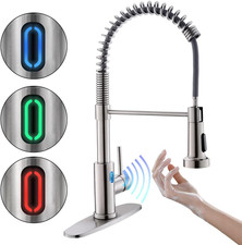 OWOFAN Touchless Kitchen Faucet with Pull down Sprayer LED Light Single Handle K