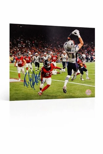 Rob Gronkowski Signed 8x10 Photo Patriots Touchdown vs Texans Autographed w/ COA