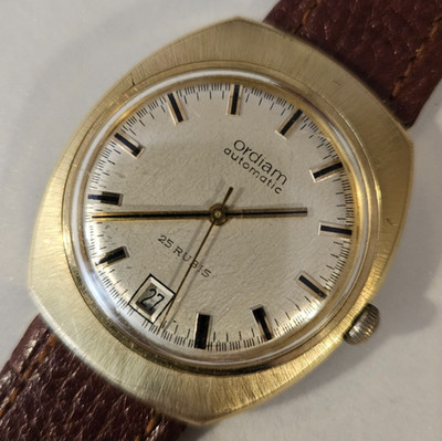 Vintage Herrenuhr ORDIAM German Automatic Cal. PUW1461 25J Kissen OVERSIZE