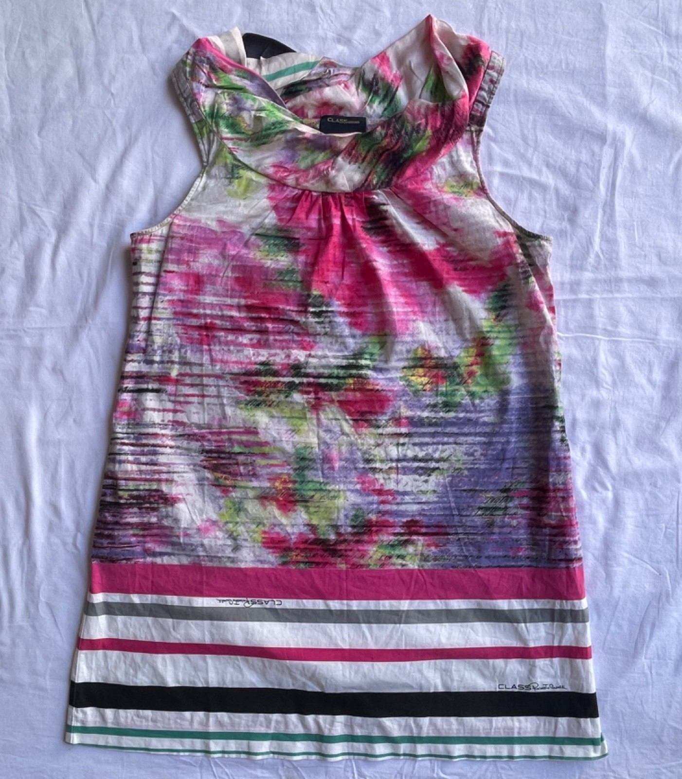 RARE CLASS Roberto Cavalli Y2K Floral Print Dress IT46 US12 Luxury Designer