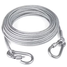 Double-Headed Dog Tie Out Cable Leash ,Raction Rope with Metal Buckle Steel Wire