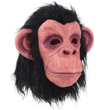 Monkey Mask Latex Full Head Animal Black Chimp Mask for Halloween Costume Par...