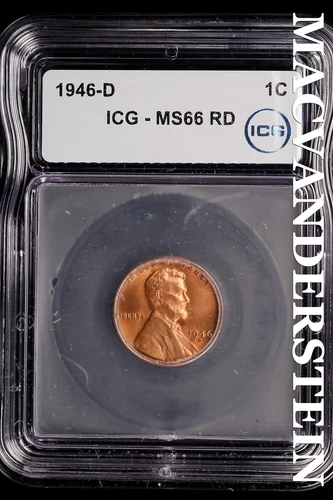 1946-D Lincoln Wheat Cent-ICG MS 66 RD Choice Gem BU No Reserve #SLL794