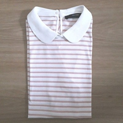 Damen T Shirt Hallhuber weiß rosa Streifen Kragen NEU XL