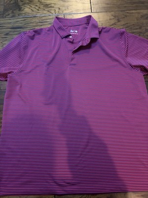 Loop Active Golf Polo Shirt Mens XL Red Striped Short Sleeve Stretch *flaw