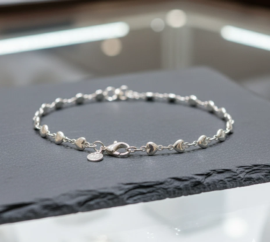 Nouveauté : Bracelet argent "Curvy Hearts" - Envoi de France immédiat