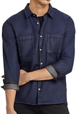 $248 NWT John Varvatos Cole Shirt Men's Denim Blue XL Button Down 100% Cotton