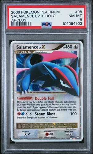 2009 POKEMON PLATINUM ARCEUS #98 SALAMENCE LV.X-HOLO PSA 8
