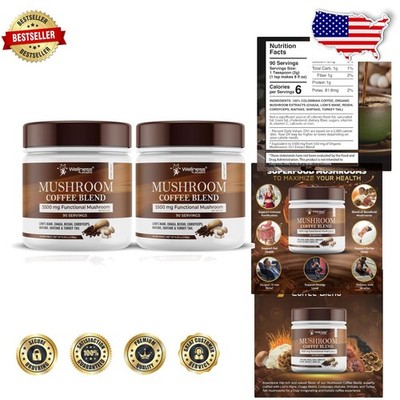 Organic Mushroom Coffee 2-Pack Keto Blend Focus Immunity 90 Servings