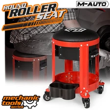 [2 DRAWERS+TOOL HOLDER]Work Stool Rolling Mechanic Automotive Repair Padded Seat