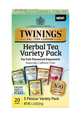2 Pack - Twinings Assorted Herbal Tea 4 Flavor Variety Pack, Tea Bags - 20 count