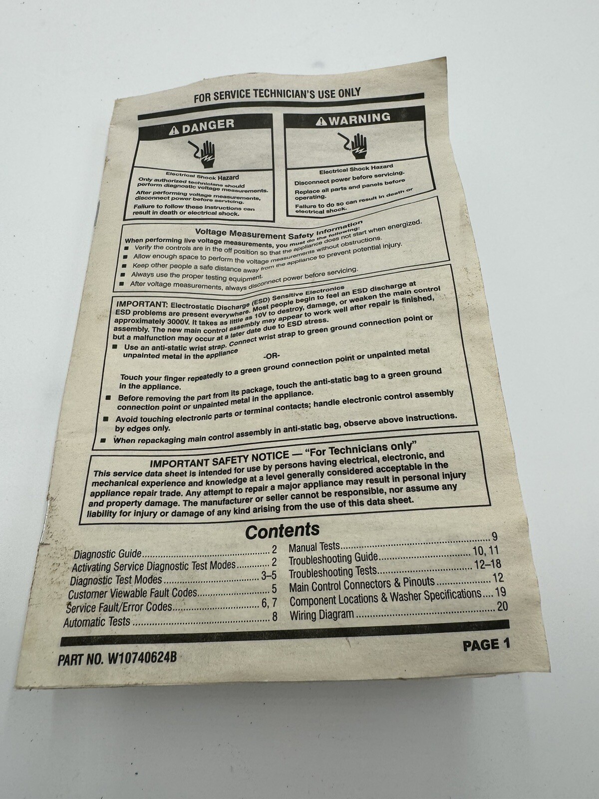 Whirlpool Wash Machine Washer Technician's Manual W10740624B eBay