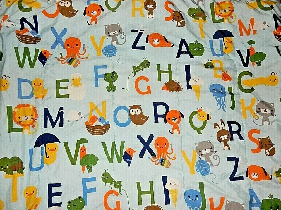 5J!WOW! Edredón manta cuna 42x58 vintage CIRCO alfabeto animales niño cama Foto 3 de 4