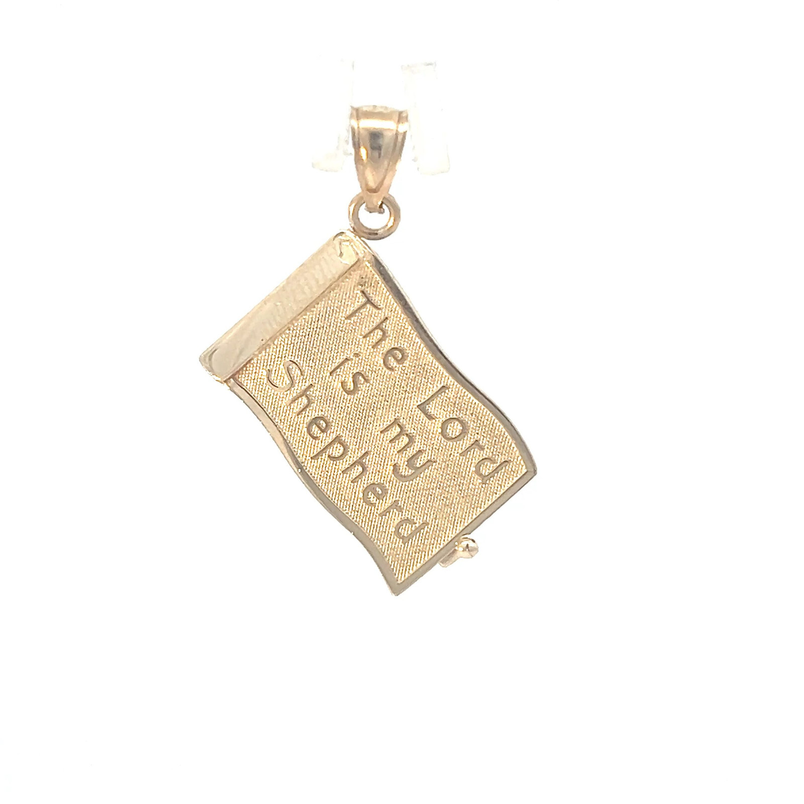 14k Yellow Gold Psalm 23 Prayer Bible Charm Necklace Pendant ~ 5.5g