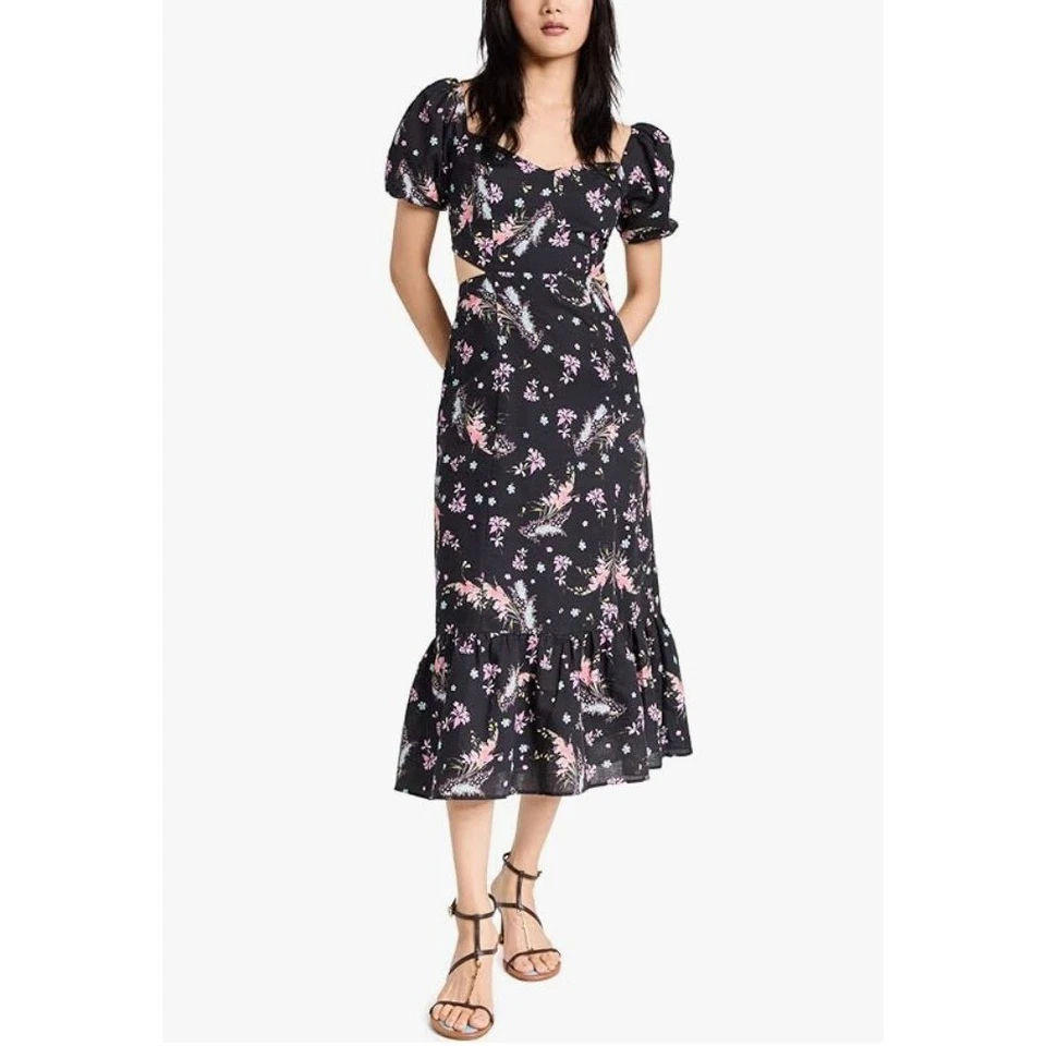 Vestido para mujer PAIGE talla 12 linh floral calado negro mezcla de lino/algodón múltiple Foto 3 de 4