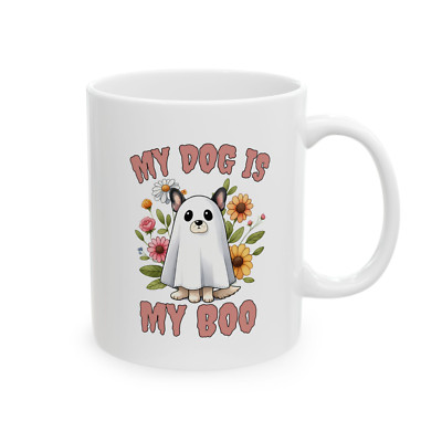Halloween Dog Mug Cute Ghost My Dog Is My Boo Cute Dog Lover Floral Coffee Cup