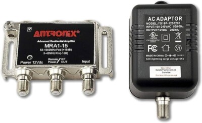 ANTRONIX MRA1-15/AC AMP COAXIAL CABLE AMPLIFIER w/ POWER ADAPTER