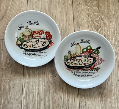 Zwei L'Hirondelle Paella Rezept französisches Porzellan Geschirr x 2