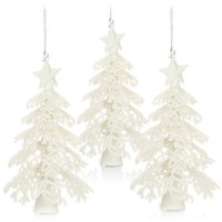 3X Christbaumschmuck - Glitzernde HäNgedekoration - Weihnachtsbaum - Weiß