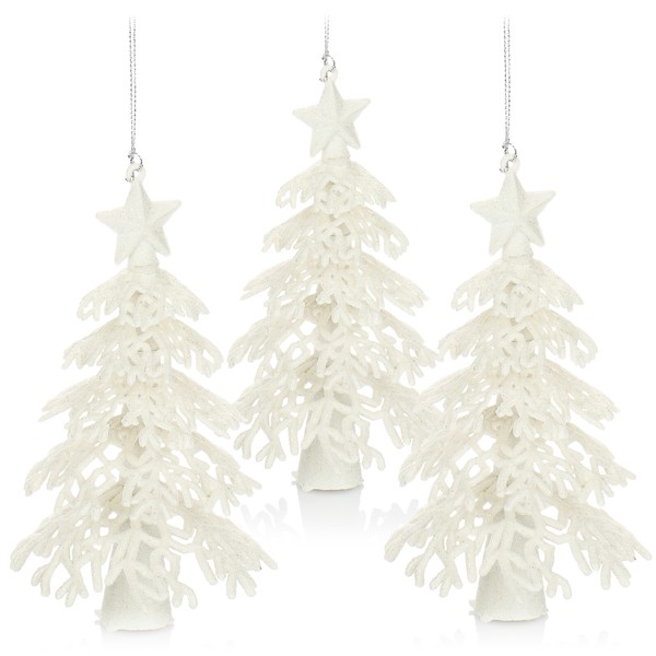 3X Christbaumschmuck - Glitzernde HäNgedekoration - Weihnachtsbaum - Weiß-image
