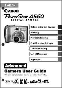 Canon Powershot A560 Digital Camera User Guide Instruction Manual | eBay