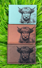 Keychain Wallet with Highland Cow Design, Three Colors to Choose From