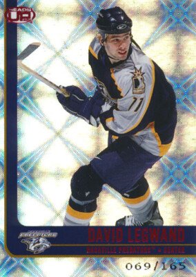 2001-02 Pacific Heads Up RED #54 DAVID LEGWAND - x/165 - Nashville Predators