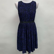 Ann Taylor Loft Women's Dress Size 4 Black Purple Multicolor Pleated Sleeveless 