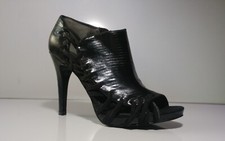 NINE WEST Women Patent Leather Blk Stiletto Heel Pump Dress Bootie Sz 6.5 M 