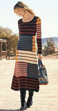 Peruvian Connecton BORO Striped Knitted Pima Cotton Maxi Dress L/Large