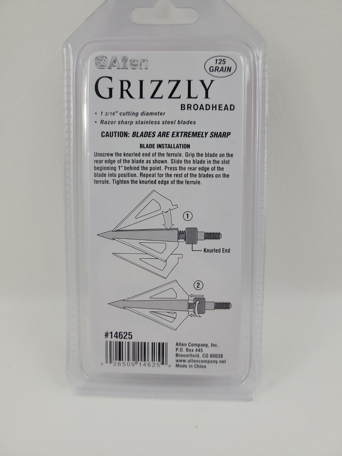 Allen Grizzly Broadhead 125 Grain, Pack of 3 14625 Free Shipping