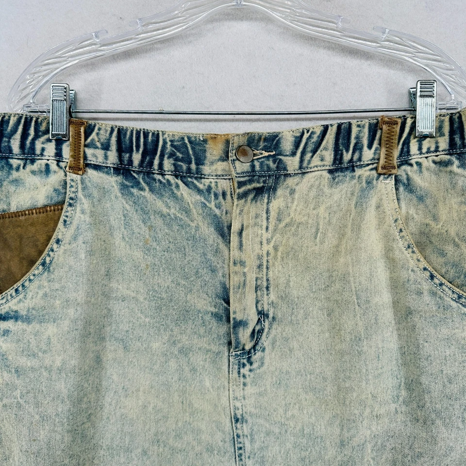 Falda ID IDENTIFICACIÓN OFICIAL NEIMAN MARCUS 2 Cuero Denim Lavado Ácido Años 80 De Colección Foto 3 de 4