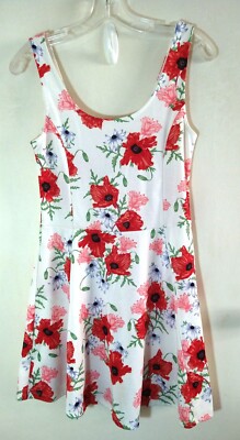 H&M DIVIDED BRAND WOMEN'S/MISSES SIZE 10 DRESS WHITE & MC FLORAL SLEEVELESS NWOT