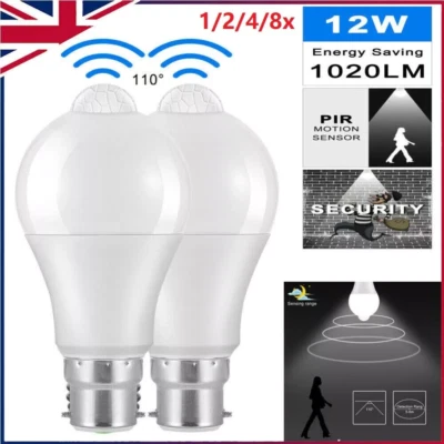 PIR Motion Sensor B22 LED Lamp Smart Bulb Globe Auto ON/OFF Energy Saving Light - Image 1 of 4